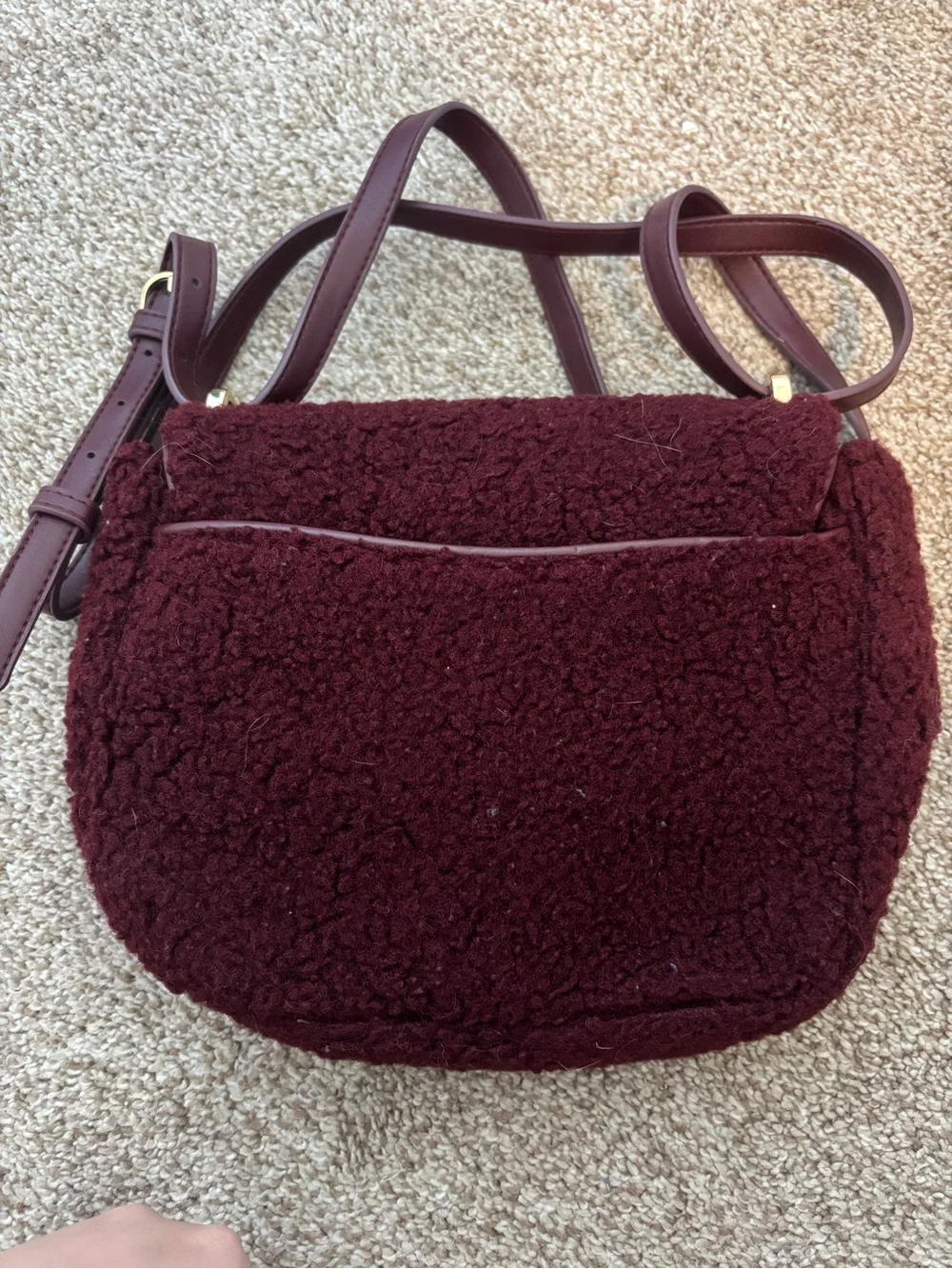 Plush Crossbody Bag in Burgundy - Women's Shoulder Bag A New Day Target